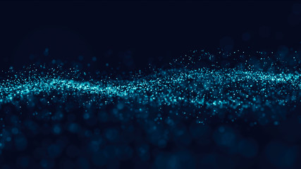 Abstract 3d rendering futuristic dots. computer geometric digital connection structure. Futuristic black abstract grid. Plexus with particles. Intelligence artificial