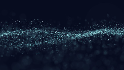 Abstract 3d rendering futuristic dots. computer geometric digital connection structure. Futuristic black abstract grid. Plexus with particles. Intelligence artificial