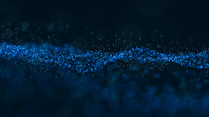 Abstract 3d rendering futuristic dots. computer geometric digital connection structure. Futuristic black abstract grid. Plexus with particles. Intelligence artificial