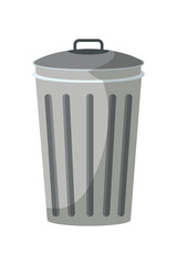 Metal trash bin flat vector illustration