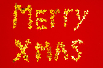 Christmas holiday decoration on bright red background