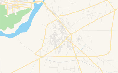Obraz premium Printable street map of Chiniot, Pakistan