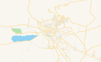 Printable street map of Kohat, Pakistan