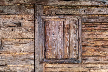 Background with wooden wall detail of an old peasant house