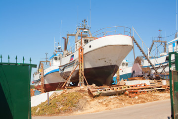 Ships undergo dock repairs to eliminate defects in the underwater part of the hull.