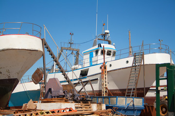 Ships undergo dock repairs to eliminate defects in the underwater part of the hull.