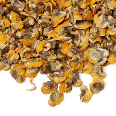 Fresh boiled cockle meat on white background