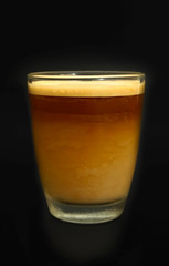 Cold coffee cup on black background