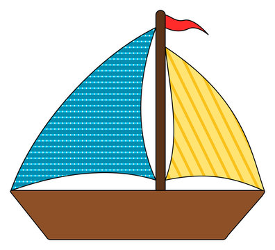 Cartoon boat. Vector illustration isolated on white.