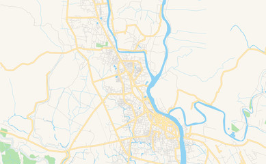 Fototapeta na wymiar Printable street map of Khulna, Bangladesh