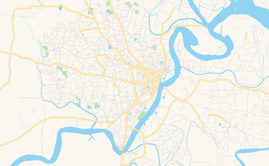 Printable street map of Barisal, Bangladesh