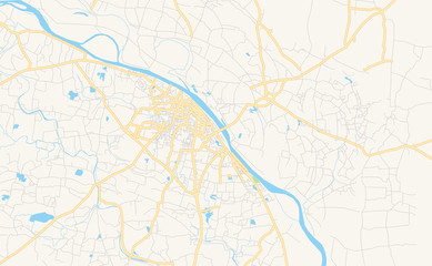 Fototapeta na wymiar Printable street map of Mymensingh, Bangladesh