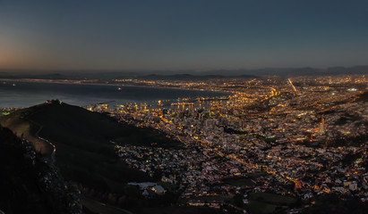 Cape Town night aerial view