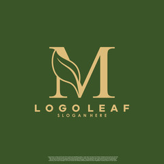 Letter M With Leaf Logo. Green leaf logo icon vector design. Landscape design, garden, Plant, nature and ecology vector. Editable file.