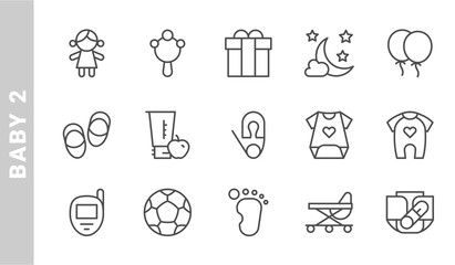 baby 2 icon set. Outline Style. each made in 64x64 pixel