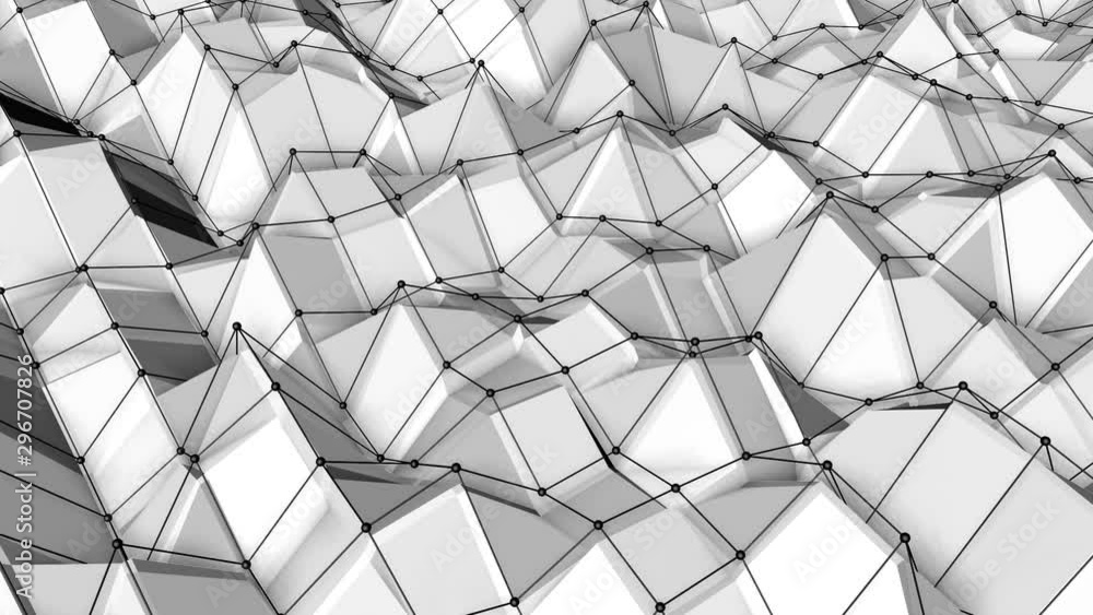 Poster white animated low poly background. 3d render