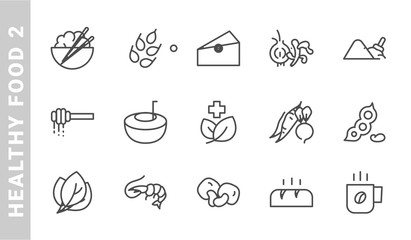 healthy food 2 icon set. Outline Style. each made in 64x64 pixel