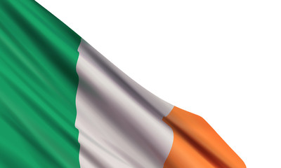 The realistic flag of Ireland isolated on a white background. Vector element for Constitution Day, Saint Patrick's day, bank holidays.