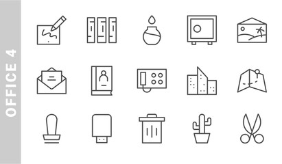 office 4 icon set. Outline Style. each made in 64x64 pixel