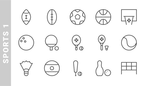 sports 1 icon set. Outline Style. each made in 64x64 pixel