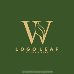 Letter W With Leaf Logo. Green leaf logo icon vector design. Landscape design, garden, Plant, nature and ecology vector. Editable file.