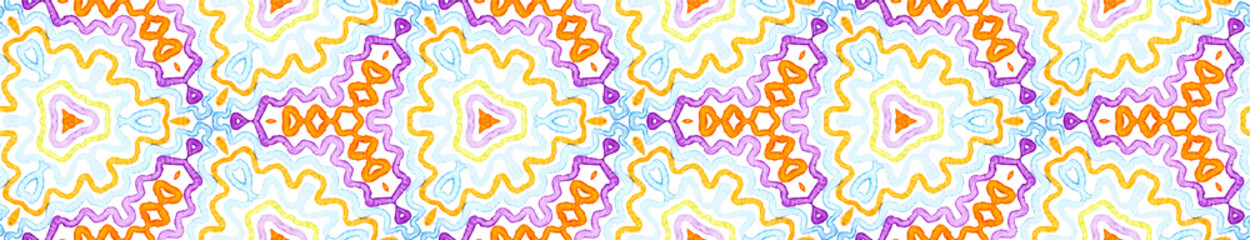 Colorful Seamless Border Scroll. Geometric Waterco