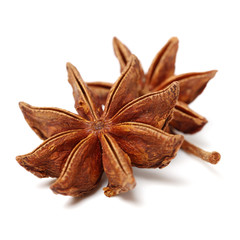 star anise on white background