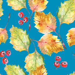 Bright orange watercolor autumn leaves. pattern. Watercolor - 296708404