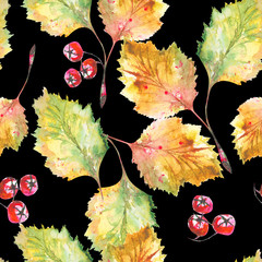 Bright orange watercolor autumn leaves. pattern. Watercolor - 296708405