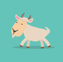adorable funny goat Cartoon flat