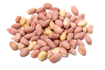 Peanuts on a white background