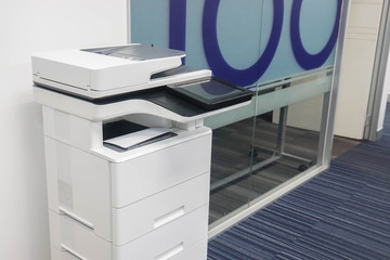multi functional printer in front of the office meeting room for scan and xerox business documents
