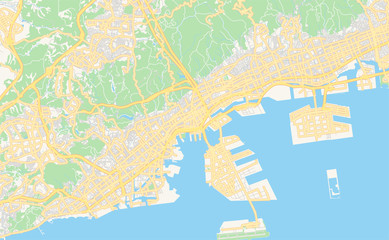 Printable street map of Kobe, Japan