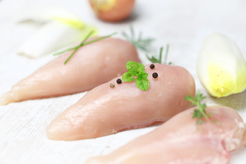 raw chicken breast on wooden background