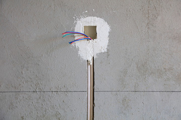wall electric wire construction site