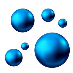 Sparkling oxygen or water blue  bubbles on white  background.