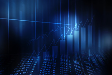 2d rendering Stock market online business concept. business Graph 