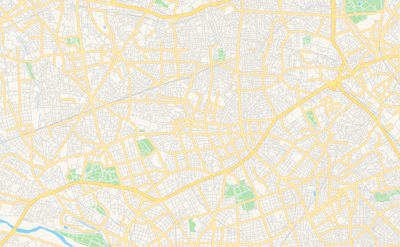 Printable street map of Setagaya, Japan