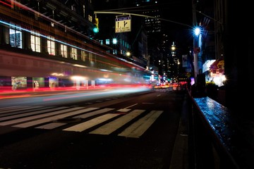 traffic in city at night