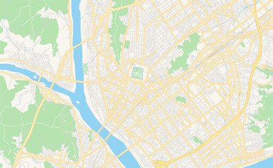 Printable street map of Shizuoka, Japan