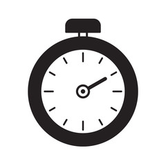 Stopwatch flat black icon. Timer symbol isolated on white background