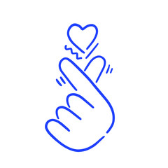 Hand heart k-pop vector icon on white background line stroke. South Korea travel tourism destination. Vector illustration.