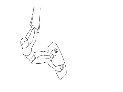 People doing a water sport line drawing, vector illustration design. Holidays collection.