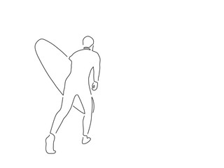 People doing a water sport line drawing, vector illustration design. Holidays collection.