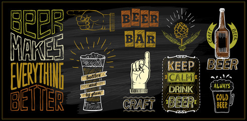Chalk beer menu board designs set - beer bar, keep calm drink beer