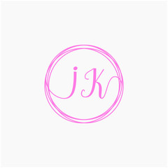 Letter IK logo template. Creative fashion logo design, couple letter , beauty icon. Initial handwriting or handwritten logo for identity. Logo with hand drawn style. wedding concept -vector