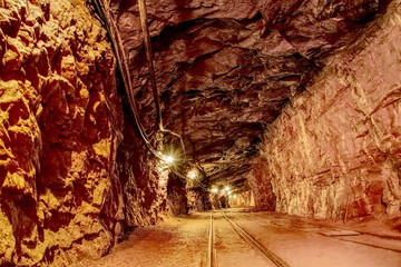 Underground in the shaft of an iron ore mine