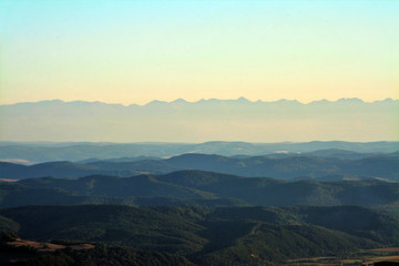 Fototapeta na wymiar silhouettes of mountains in gradient shades