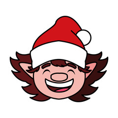 head of elf with hat on white background