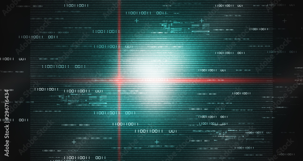 Poster 2d illustration abstract digital binary data on computer screen